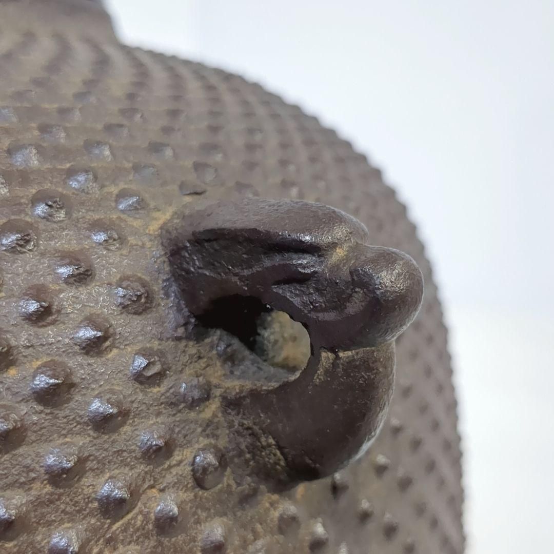 釜師 金森紹栄 茶釜 総霰平丸 丸霰 地紋 釜 鉄瓶 南鐐 茶道具 約4L