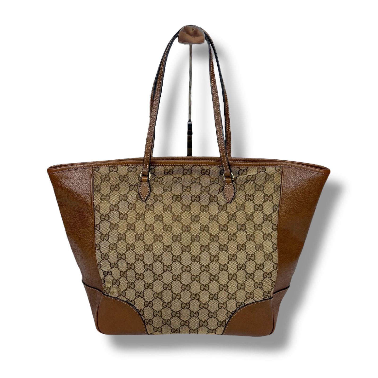 値下げ グッチ トートバッグ GG キャンバス ブラウン ブラック チャーム付き グッチ GUCCI トートバッグ ブラウン GGキャンバス インター