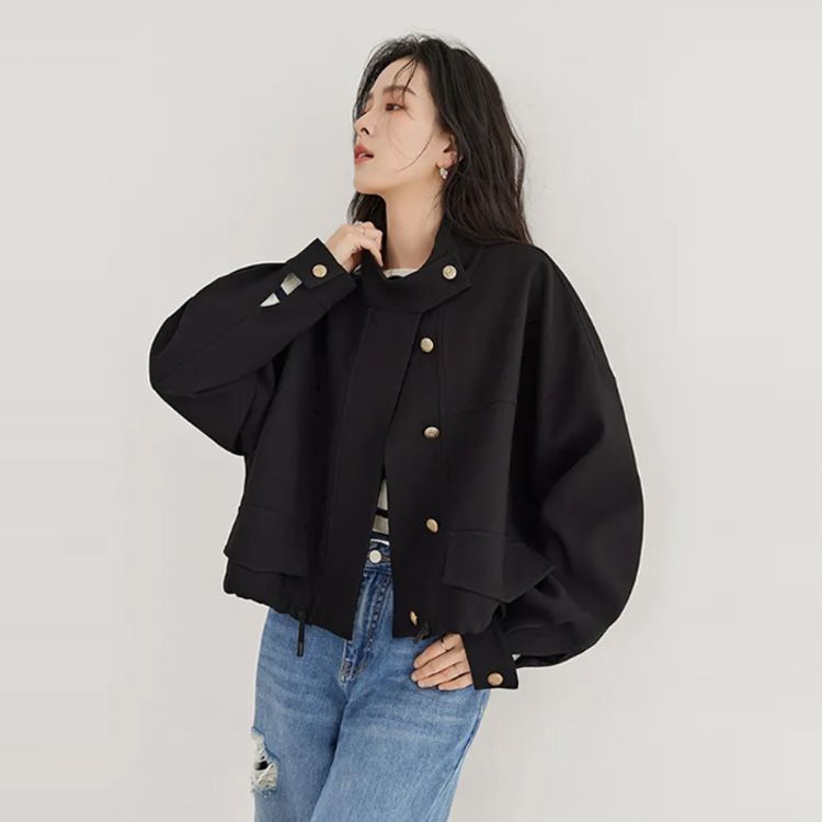 トレンチコート ショート コート レディース 春 襟付き アウター 春コート 春アウター ショートコート スプリングコート 羽織り 上着 ジャケット 長袖 長そで ドロスト 体型カバー ゆったり お洒 ali1500