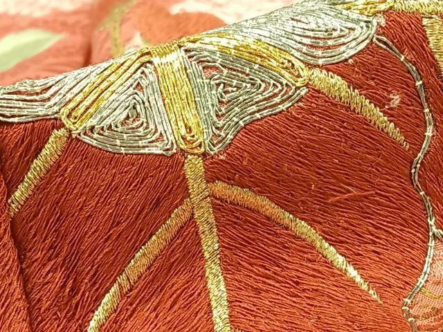 掛下 正絹 豪華 金通 豪華金駒刺繍 U-349 平和屋着物□訪問着 駒刺繍 エ霞草花文 金彩 正絹 逸品 未