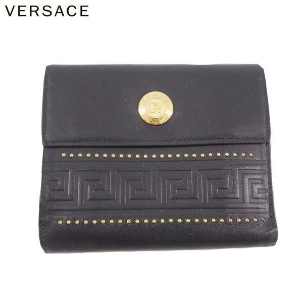 ヴェルサーチ VERSACE 二つ折り財布 ブラック×ゴールド