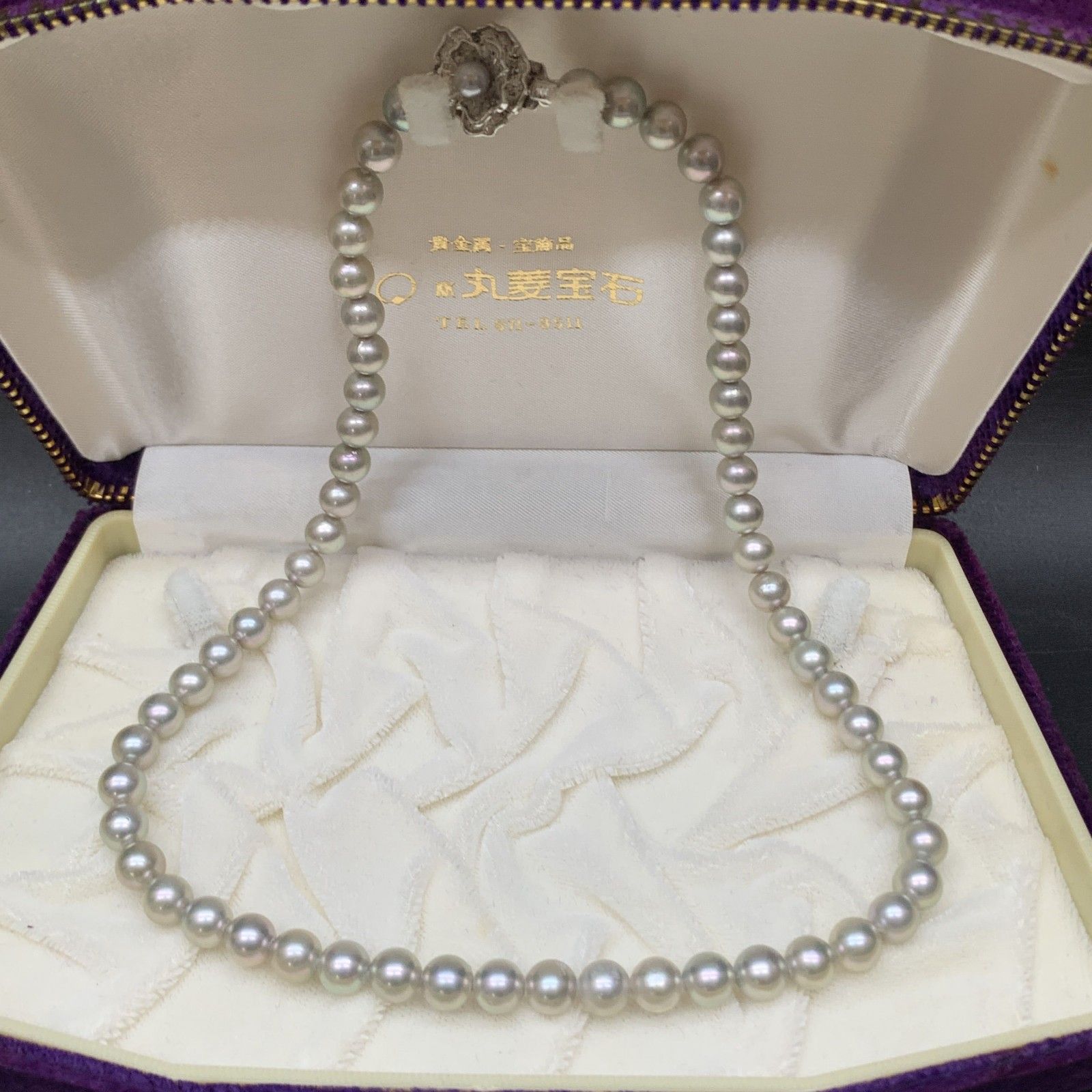 N383 テリ艶◎2点おまとめ 本真珠 天然パール/グレーパール 6.3?6.8