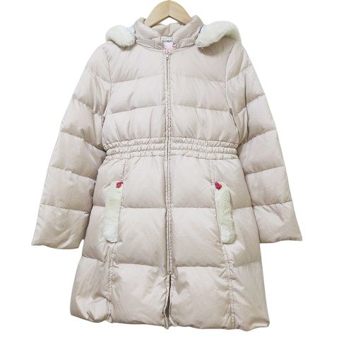 ファミリア Familiar ダウンコート キッズ 女の子 140 フード エコファー ベージュ IBO58 X