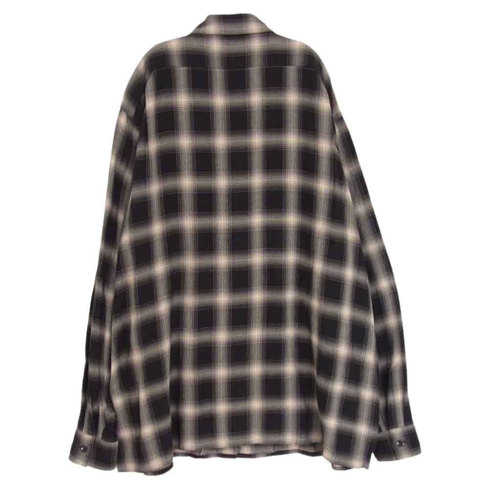 COMOLI コモリ 23SS X01-02008 RAYON CHECK OPEN COLLAR SHIRT