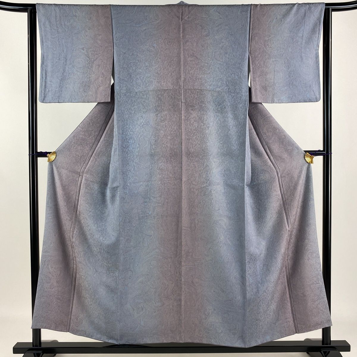 小紋 身丈154cm 裄丈61.5cm S ぬがさ 袷 墨流し ぼかし 青灰色 
