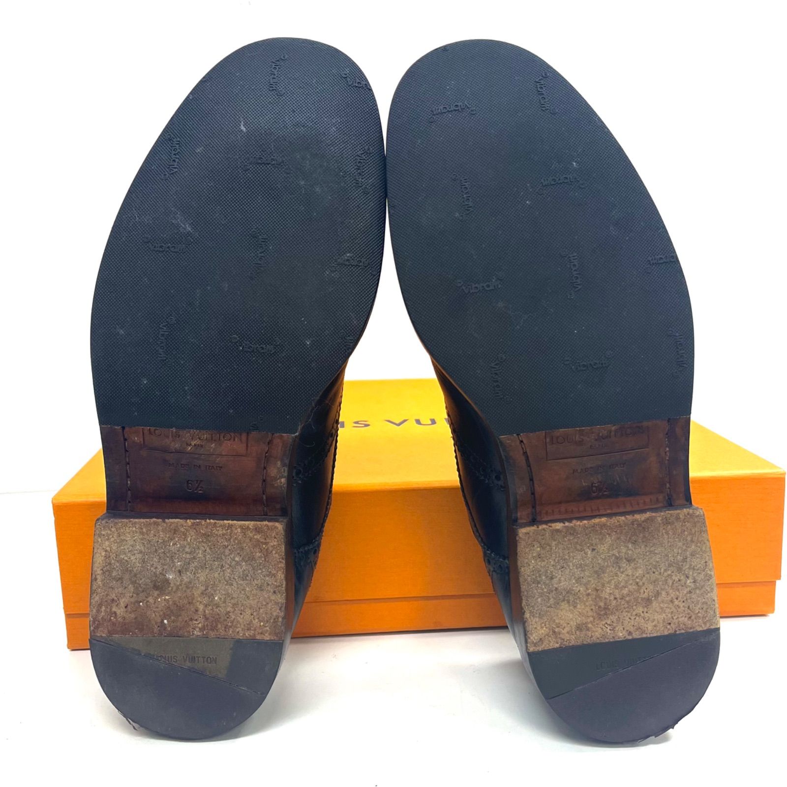 売り切り☆ルイヴィトン 革靴 ウイングチップ 黒 6.5(25.5)ビジネス⚠︎簡易ランク表