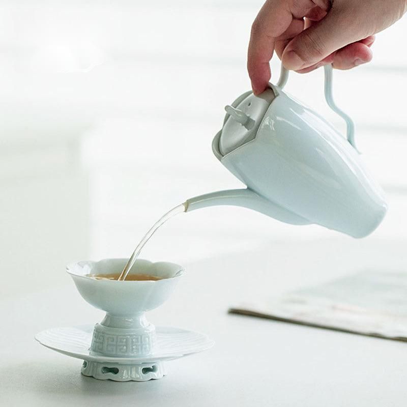 手作り 中国茶器 台湾 茶道具 青磁 急須 煎茶道具 茶壺 青白磁?水滴壷 中国茶器 陶磁 台湾茶器 中国茶YEDA1312