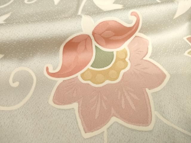 平和屋着物○上質な色無地 更紗花地紋 紫紺色 正絹 逸品 未