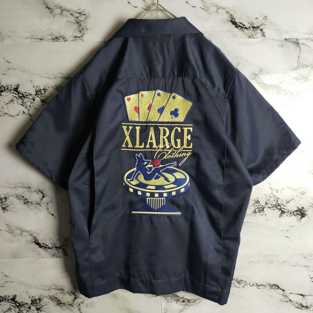 即 モデル エクストララージ バック刺繍ロゴ 開襟半袖シャツ 人気定番