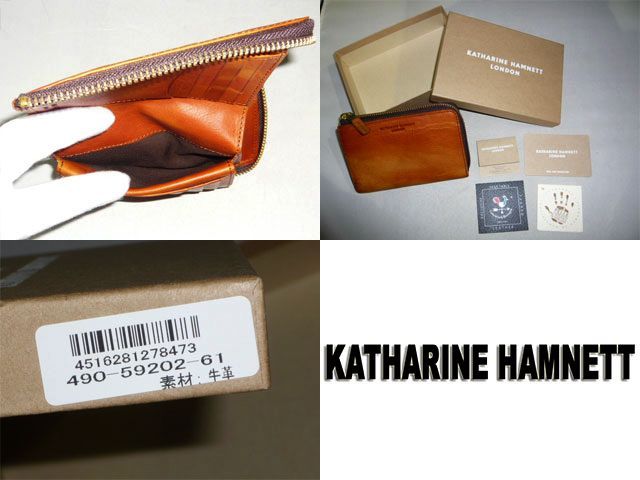 商品コード490-59202490-59202　キャサリンハムネット　Lファスナーボックス財布　ブルー