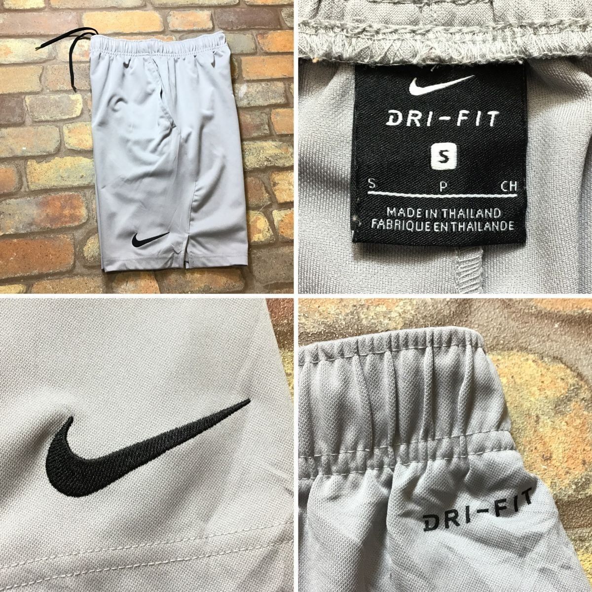 SP1-307★USA購入品★US規格★吸湿速乾★グレー【NIKE ナイキ】DRI-FIT ハーフパンツ【メンズ S】スポーツ ランニング ジム ジャージ バスケ バスパン US古着