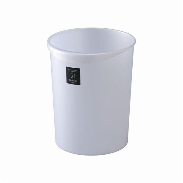 〔24セット〕 スタイリッシュ ダストボックス/ゴミ箱 〔丸型 18L メタリックホワイト〕 材質：PP 『Nフレクション』〔代引不可〕