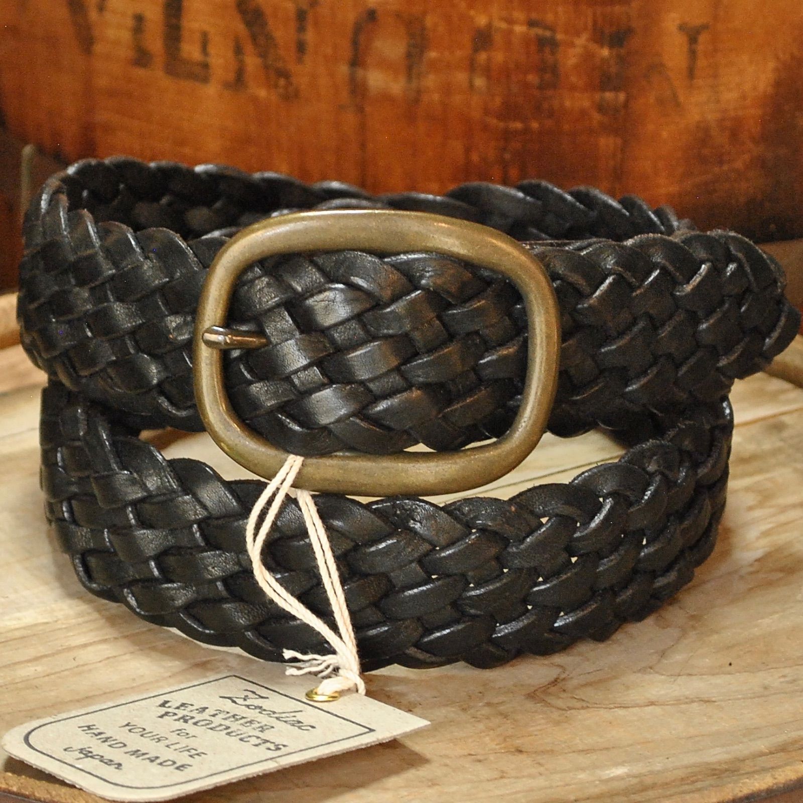 ZODIAC 8本編み40mmワイドメッシュベルト☆ブラック【36インチ】レザー  