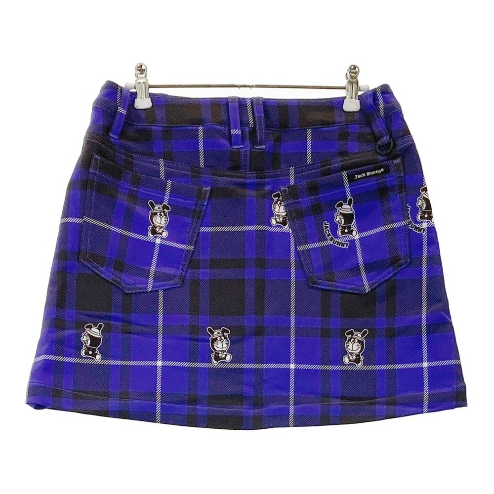 サイズ 2 JACK BUNNY ジャックバニー ×ドラえもん インナー付 スカート チェック 総柄 パープル系 240101529796 ゴルフウェア レディース ストスト