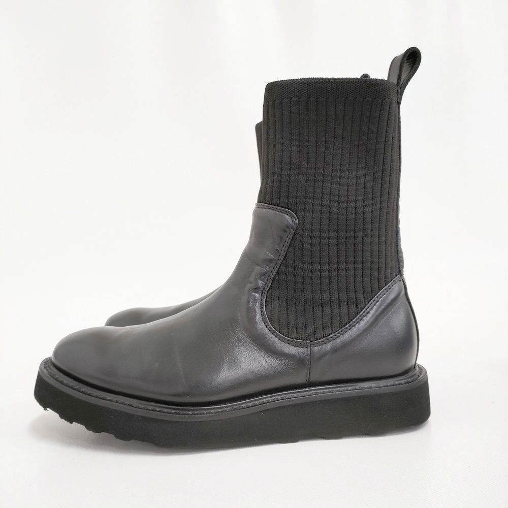 CAMINANDO BEAMS別注ニットカフアンクルブーツ サイズ7 定価37400円 ブーツ 24AW ブラック レディース カミナンド 5-1011T