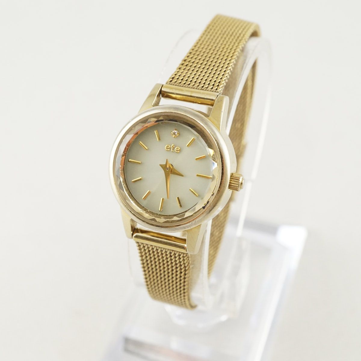 〈美品〉ete（エテ）Watch ソーラーウォッチメッシュベルト　ゴールド 楽天市場】ソーラーウォッチ スクエア メッシュベルト ete エテ