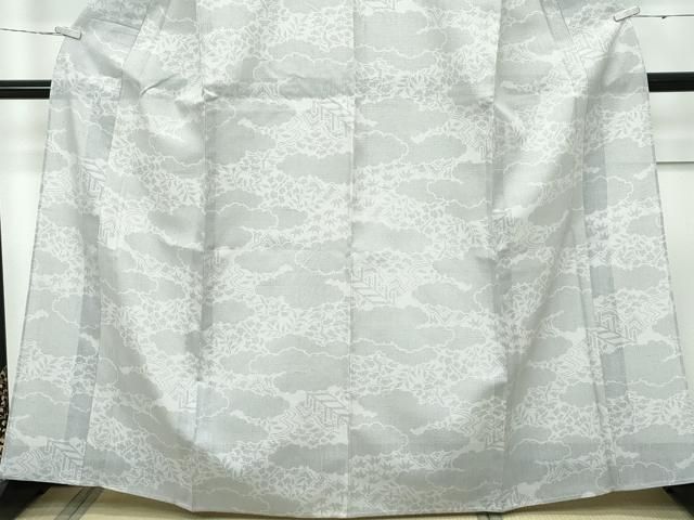 平和屋着物□極上 夏物 結城紬 夏結城 100亀甲 雲取り風景文 アッシュ  