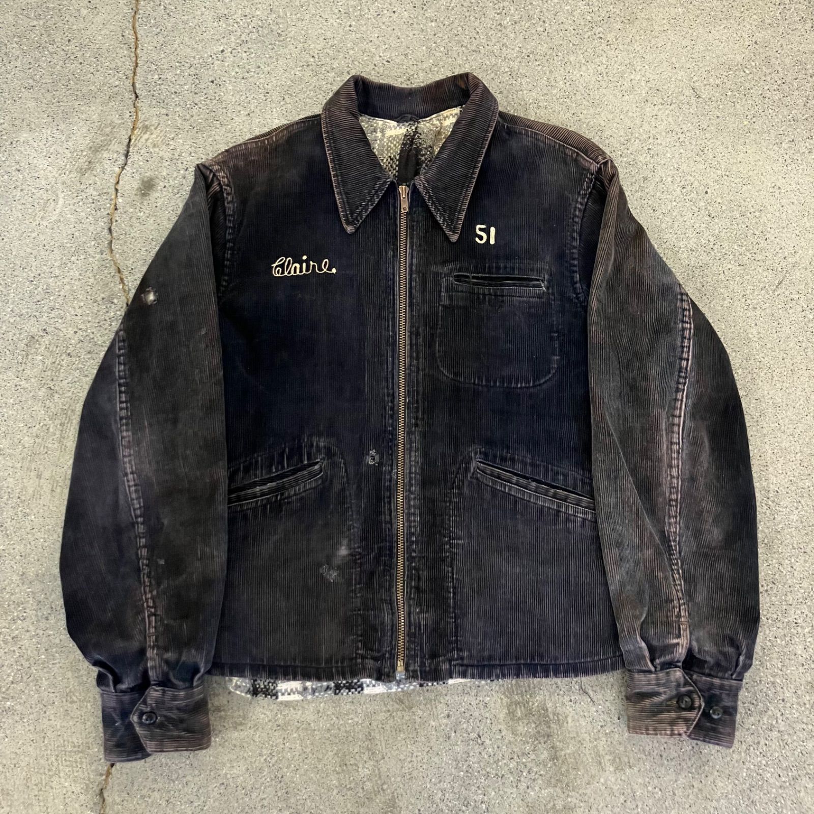 Unknown】Around 50s Chain Stitch School Jacket Approx.L〜XL 