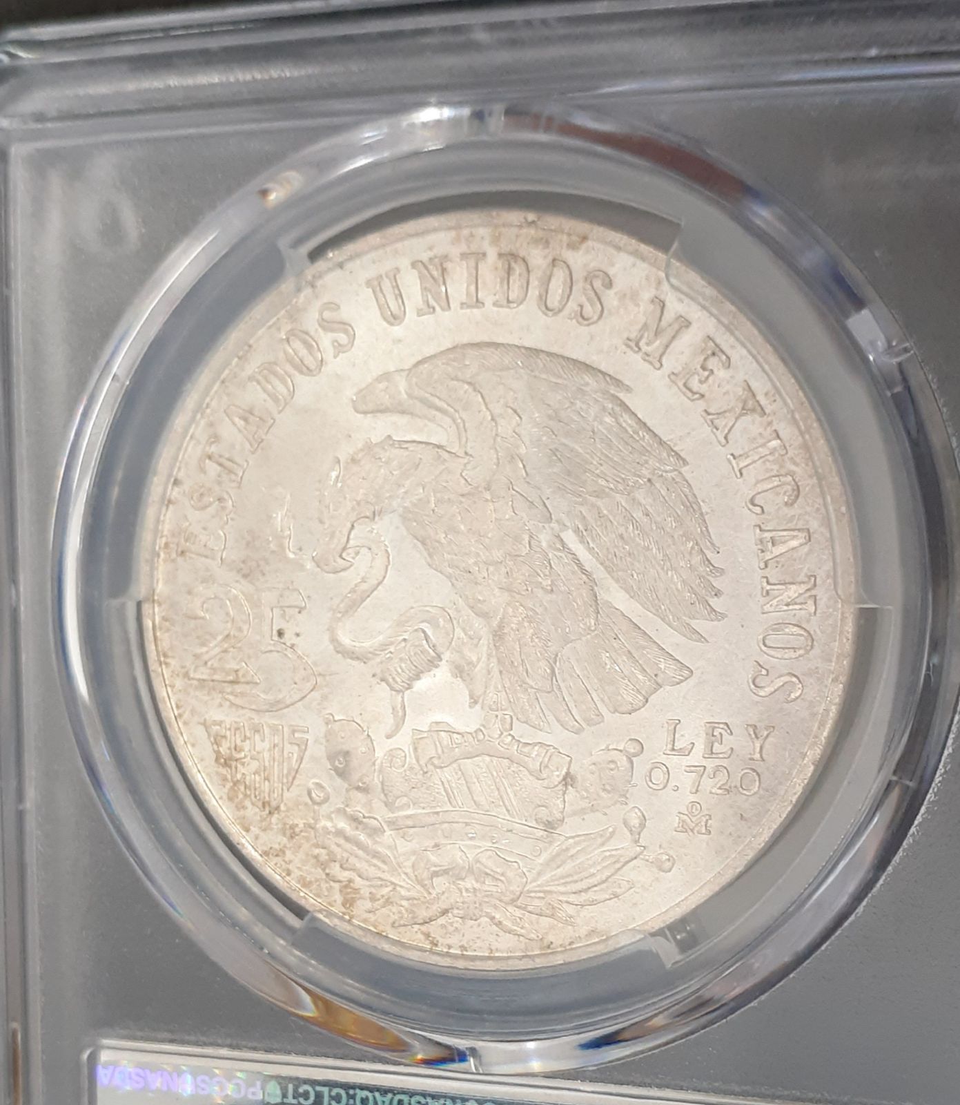 0703N7】1968年Mo 25Peso PCGS MS63＋ メキシコ オリンピック