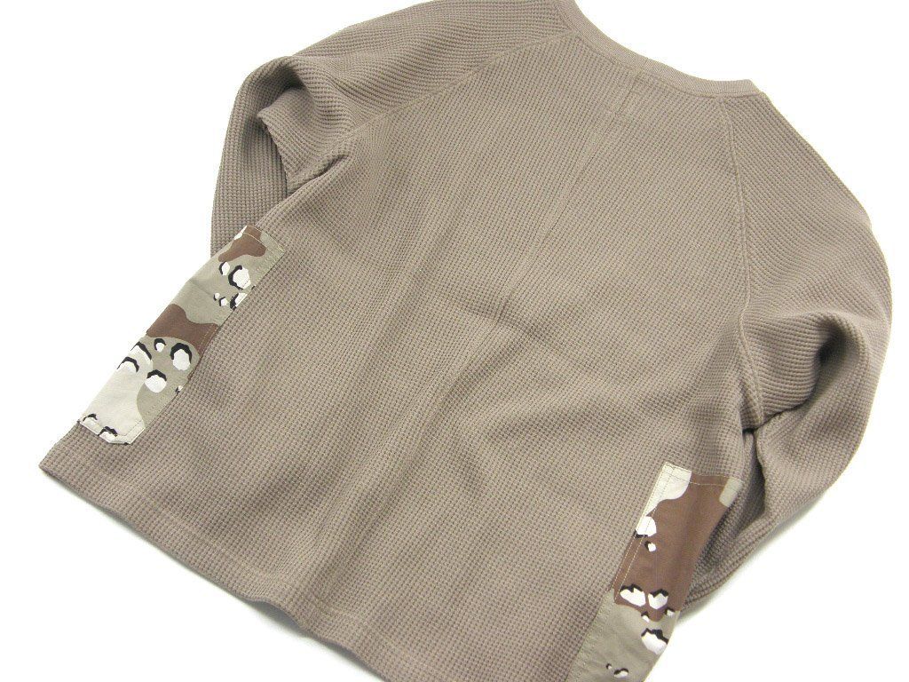 ジュエリー GUNG HO ガンホー カモ柄 ポケット付き 肉厚 ワッフル ロンT ヘビーオンス アメリカンコットン サーマル カットソー ミリタリー ワーク アウトドア キャンプ ベージュ系 ｜ 秋冬 ☆期間限定＆送料無料☆!