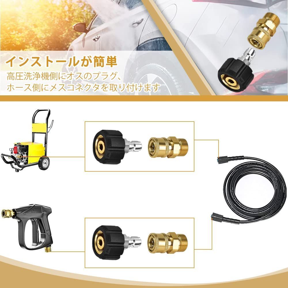 メスカプラー 14mm + M22 1/4オスプラグ ワンタッチカプラー 高圧洗浄