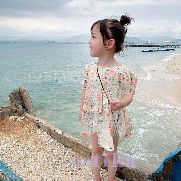 ことも服 ワンピース 夏 女の子 半袖 パフスリーブ 花柄ワンピース 膝丈 背出し お姫様 可愛い おしゃれ 発表会 結婚式 卒園式 卒業式 入学式 通学 七五三