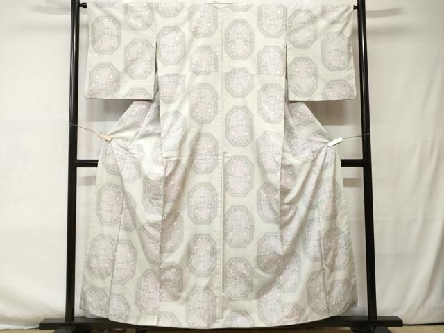 平和屋着物□本場大島紬 白大島 7マルキ 草花文 正絹 逸品 CAAU0615ev