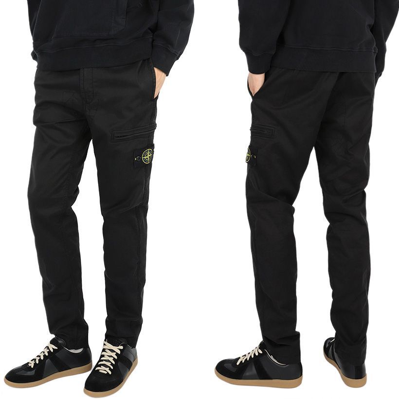 STONE カーゴパンツ W29 黒 裾リブ 19aw STONE ISLAND カーゴパンツ