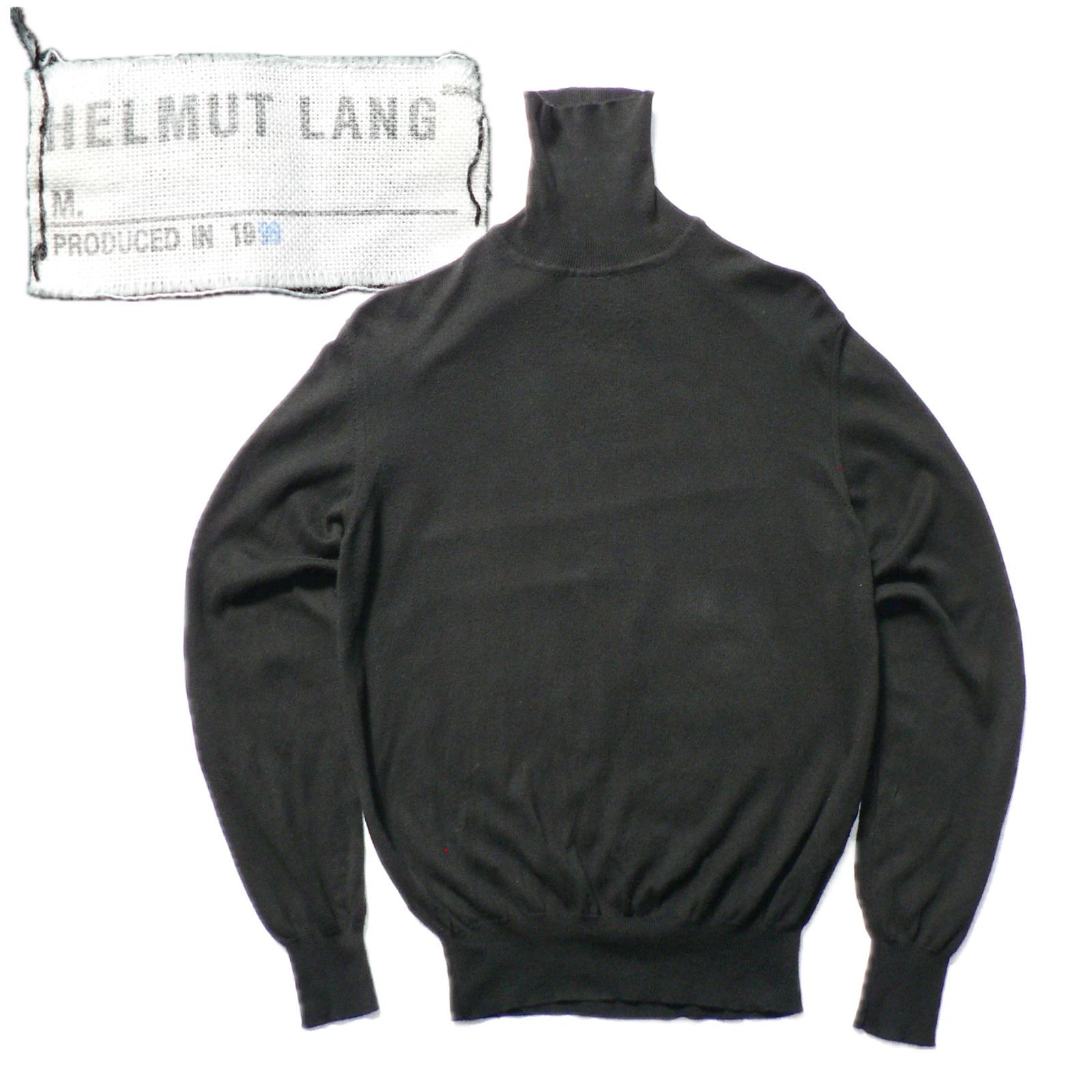 【1999】90s "本人期" HELMUT LANG black cotton turtle neck knit archive