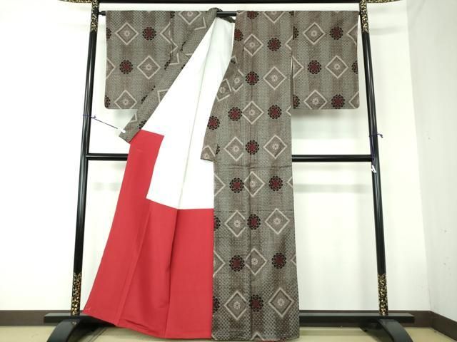 平和屋着物○本場大島紬 龍郷絣 花菱文 正絹 逸品 未使用 DAAS3282ps