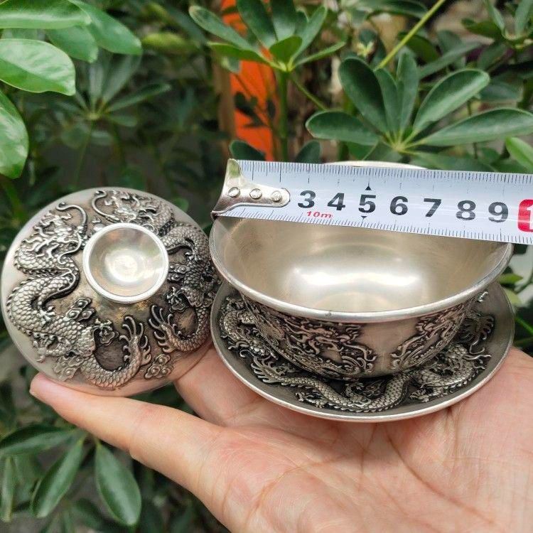 銅  細工  浮彫 り双龍 茶託 茶杯 茶器 茶道 工芸 置物 銅 細工 浮彫 り双龍 茶託 茶杯 茶器 茶道 工芸 置物 中国 明 染