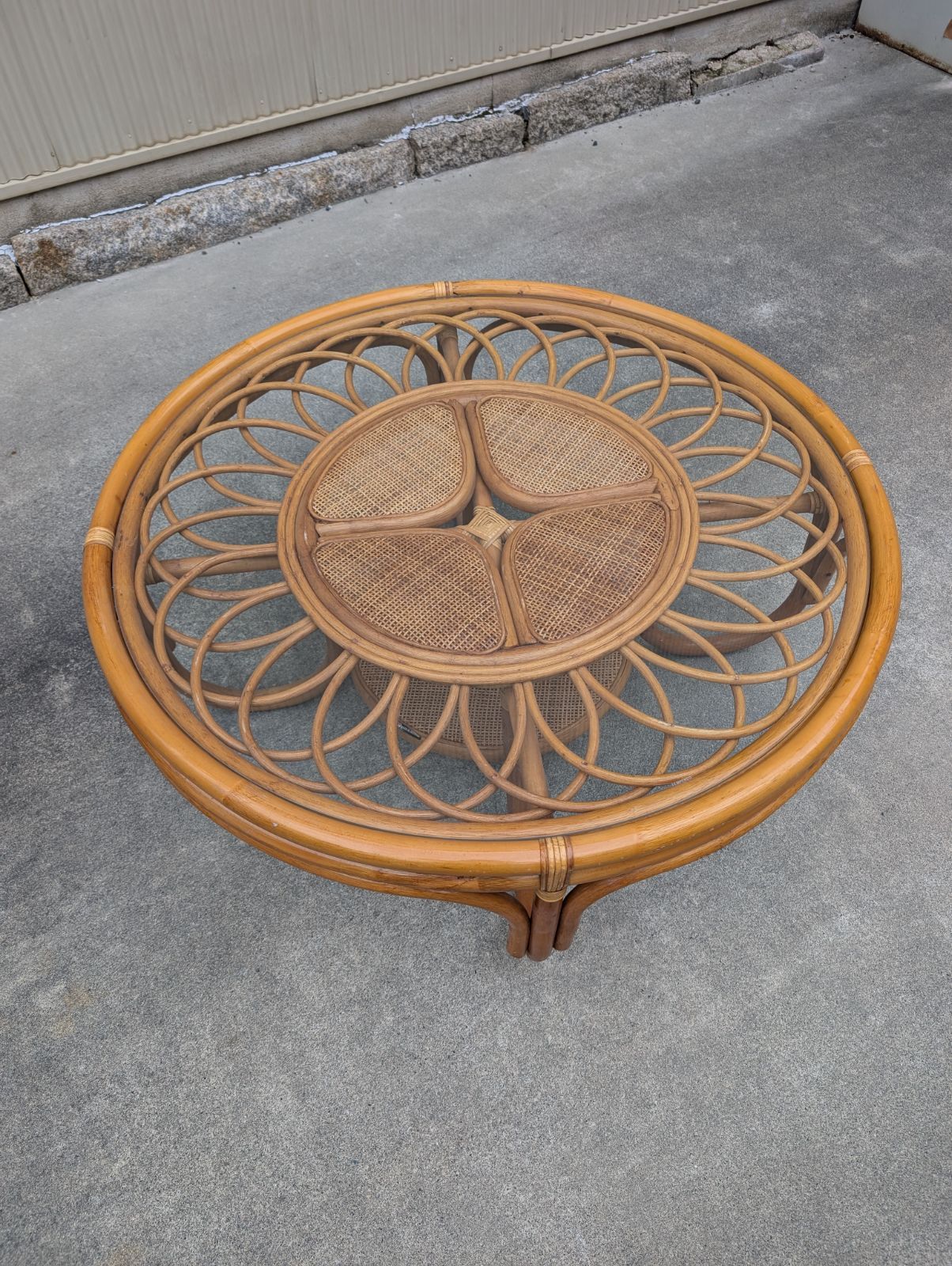 籐家具꧂ラタンテレフォンスタンド 電話台 昭和レトロ スペインタイル