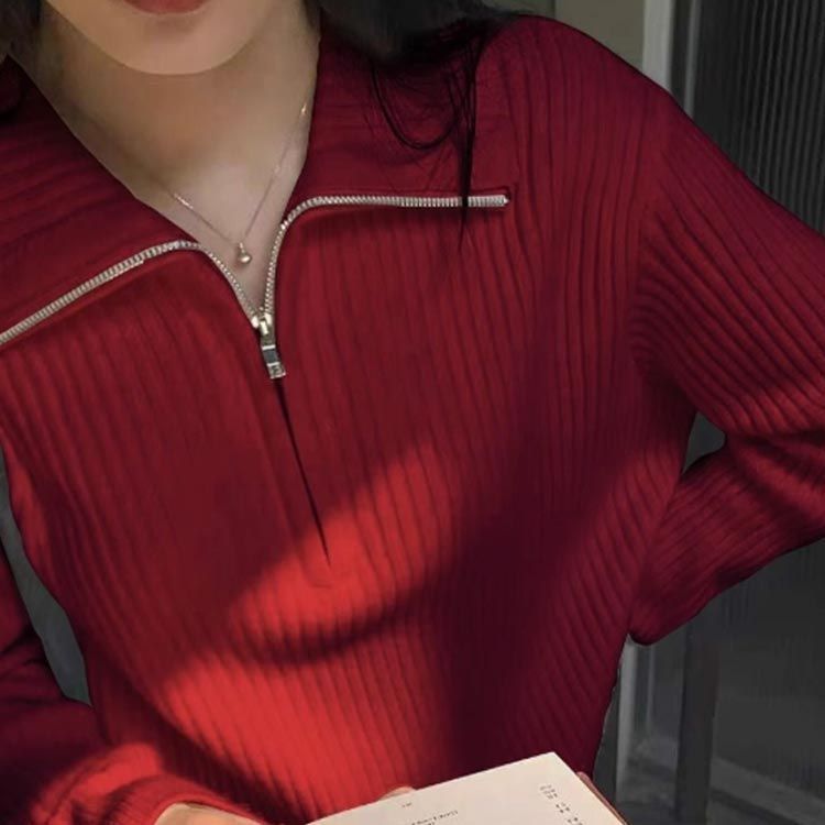 ニット プルオーバー トップス ハイネック ハーフジップ セーター 2 way レディース 長袖 リブニット シンプル カジュアル 暖か 春 体型カバー 冬 華奢見え 着痩せ 秋 yskma 602866