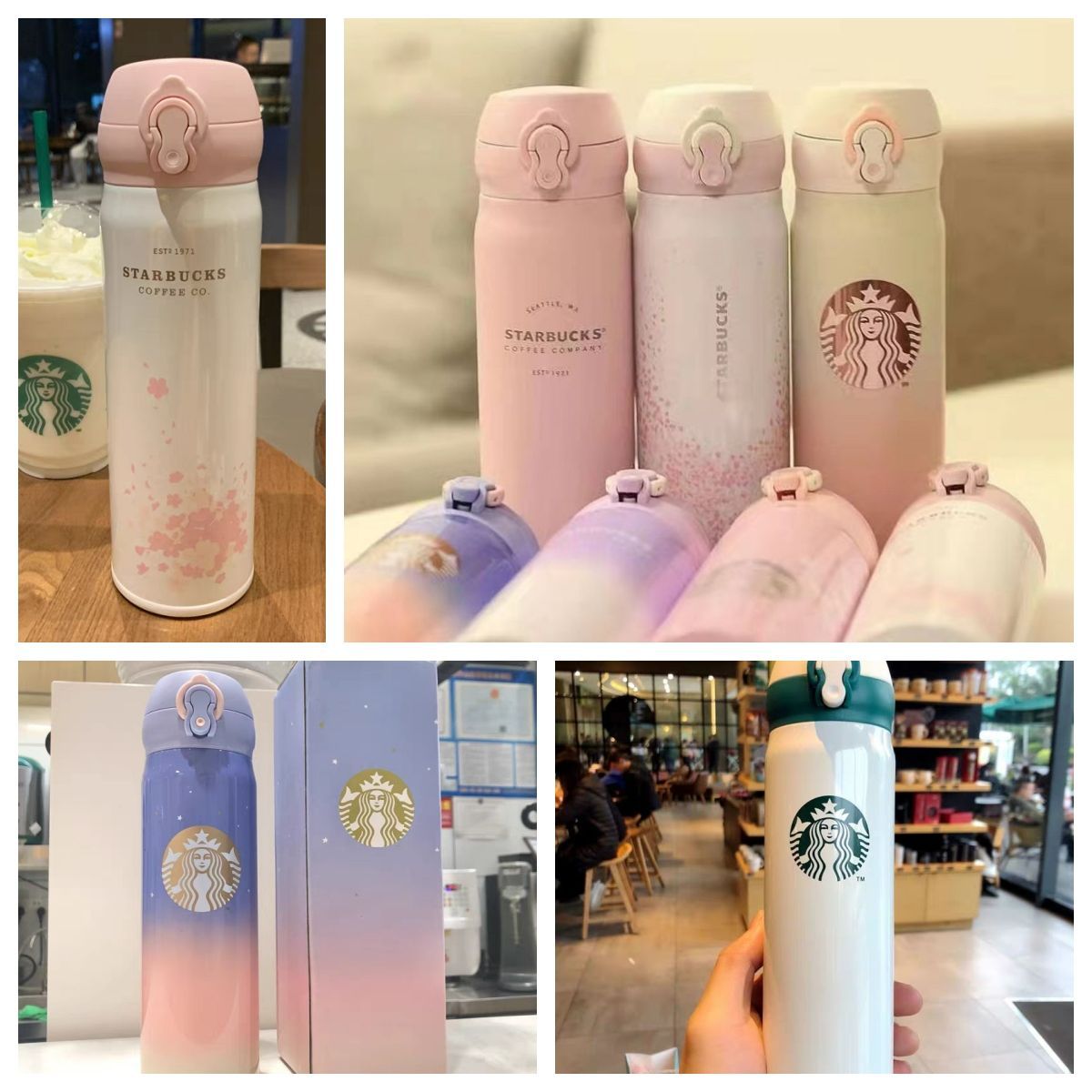 【新品 未使用】スターバックス starbucks 水筒 魔法瓶 保冷保温 魔法瓶直飲み ステンレスボトル クラシック ブラック ピンク ホワイト 水筒 500ml 男女兼用 軽量構造 xh 7色選択可能