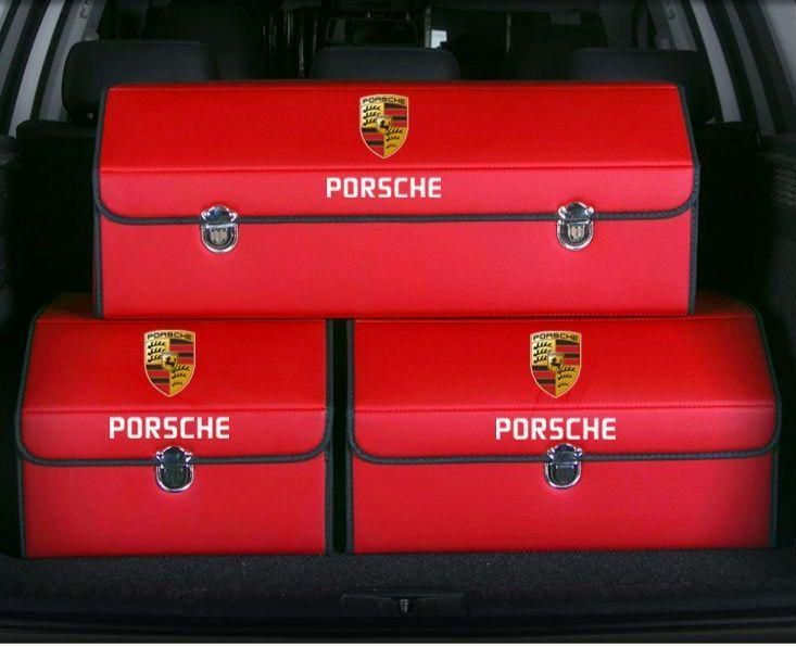 Porsche ！汎用自動車ト内収納ボックス トランクバッグ 3点セット 赤