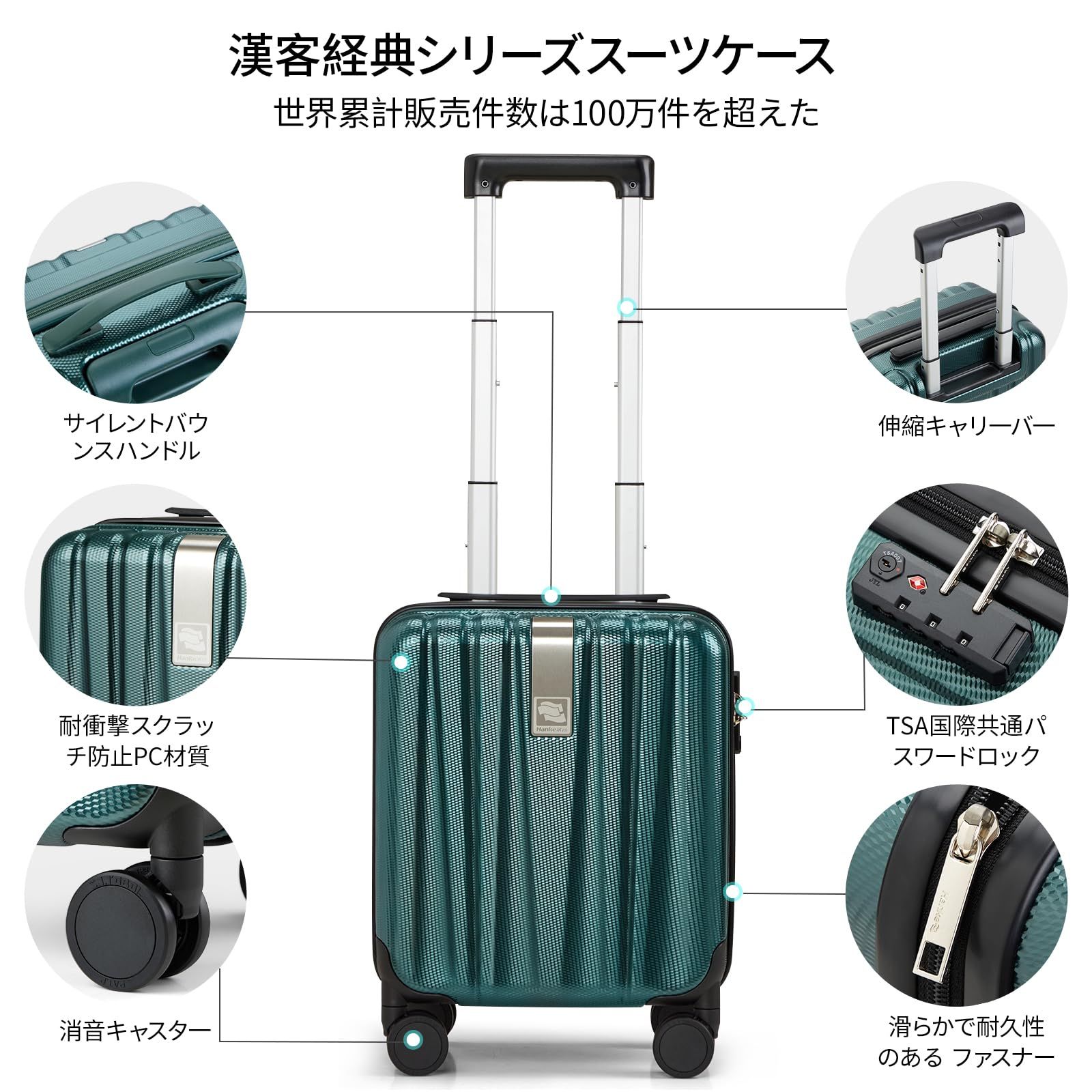 静音回転自在ホイール ショートトラベルスーツケース