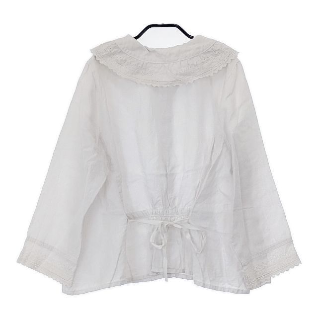 nest Robe リネンガーゼレース紐ブラウス　白 nest Robe リネンガーゼレース紐ブラウス白