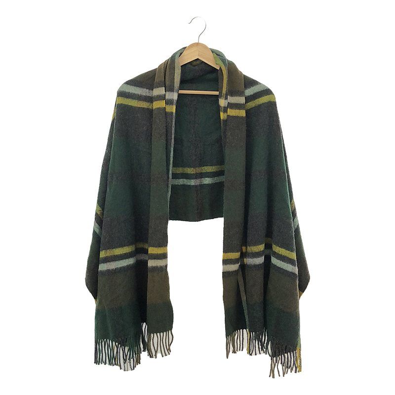 Joshua Ellis◆マフラー/カシミア/グリーン/チェック/レディース 美品◇Joshua Ellis ジョシュアエリス マフラー◇ グリーン カシミヤ