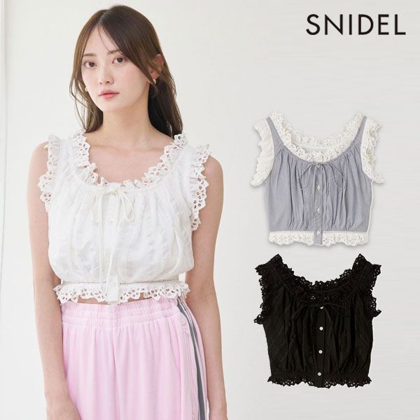 SNIDEL フリルノースリーブトップス SNIDEL ノースリーブ フリル付きトップス