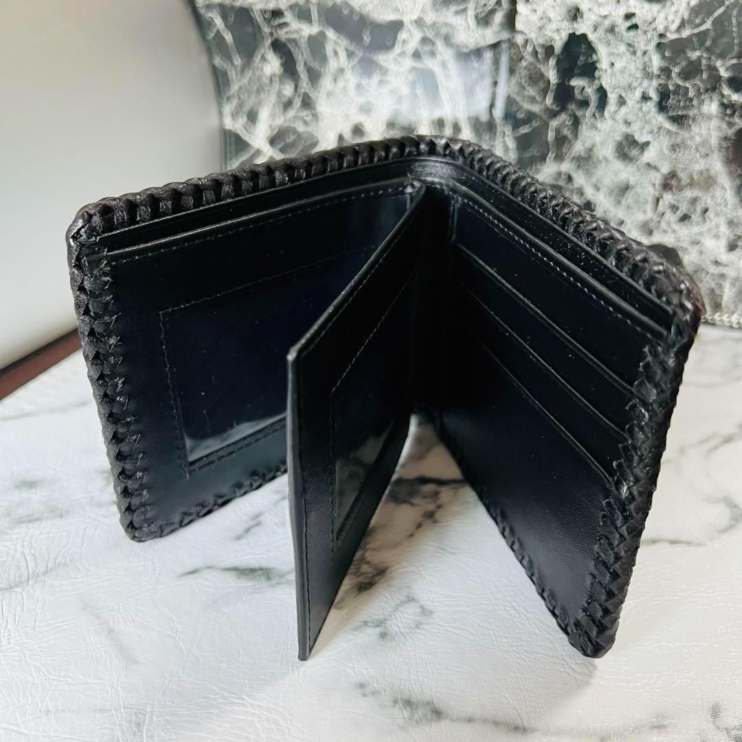 新品】 スティングレイ2つ折財布 フラット加工 メンズ エイ革 スカイ