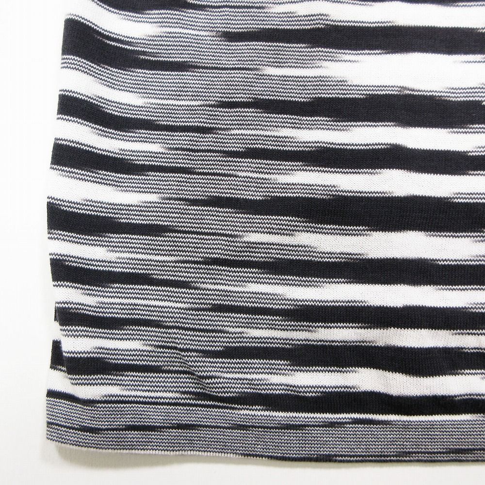 Vintage MISSONI ミッソーニ 総柄 コットン ニット カットソー クルーネック 半袖 トップス 48 XL 黒白 レディース 【中古】 Vintage MISSONI ミッソーニ 総柄 コットン ニット カットソー