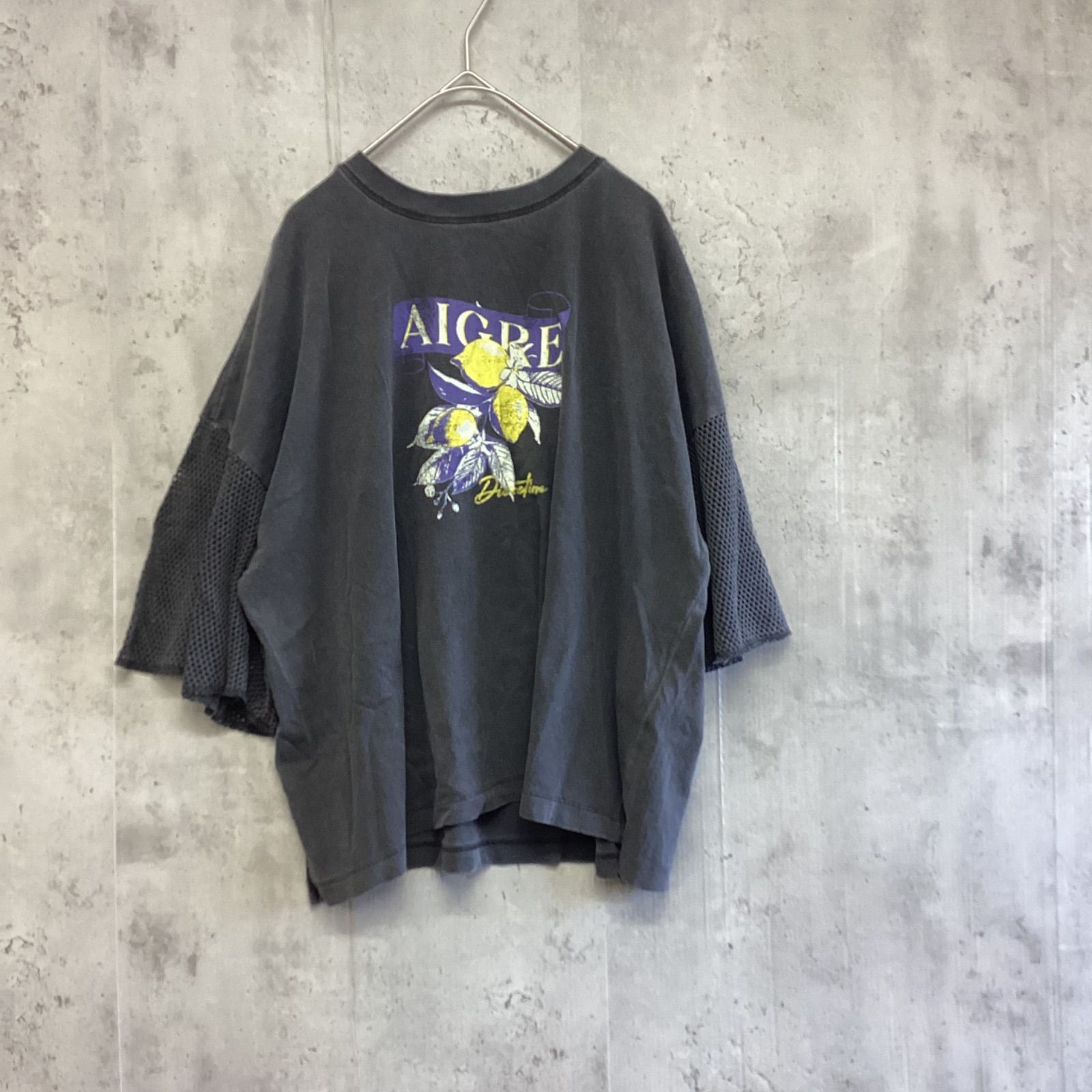 niko and ... ダークグレー 半袖 Tシャツ niko and 袖メッシュTシャツ ダークグレー レディース L