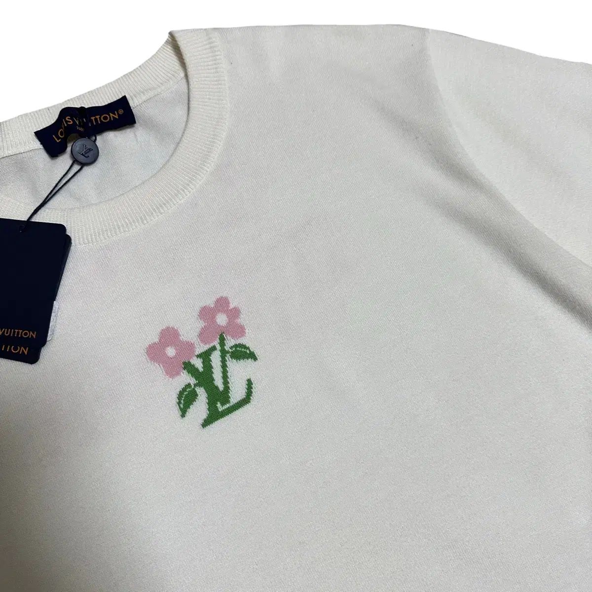 ルイヴィトンアイボリー ロゴ入りニットセーター LOUIS VUITTON ルイヴィトン 20SS スタジオジャカードニット