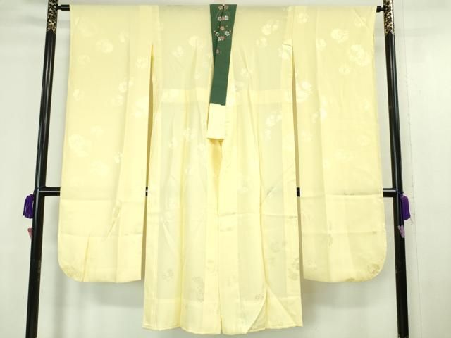 平和屋本店■極上　世界的人形師　辻村寿三郎　ジュサブロー　振袖・長襦袢(無双仕立て・半衿刺繍)　兎　舞花　草色地　逸品　DZAA6183kh5 平和屋本店□極上 世界的人形師 辻村寿三郎 ジュサブロー 振袖・長襦袢