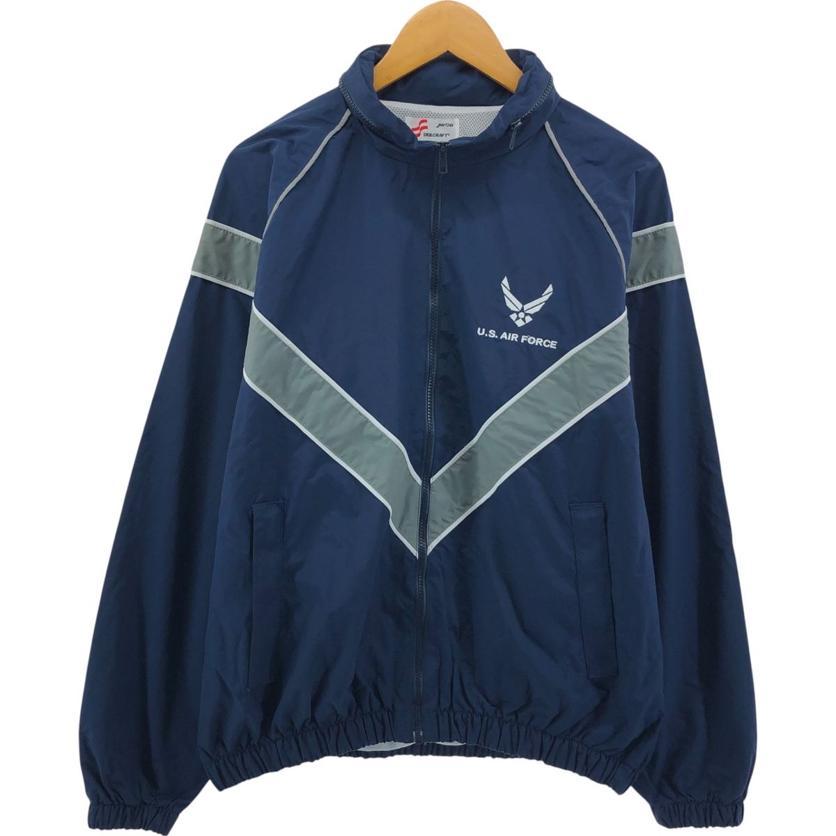 古着 00年代 米軍実品 U.S.AIR FORCE SKILCRAFT PTU トレーニングジャケット ナイロンジャケット LARGE|SHORT|eaa549582