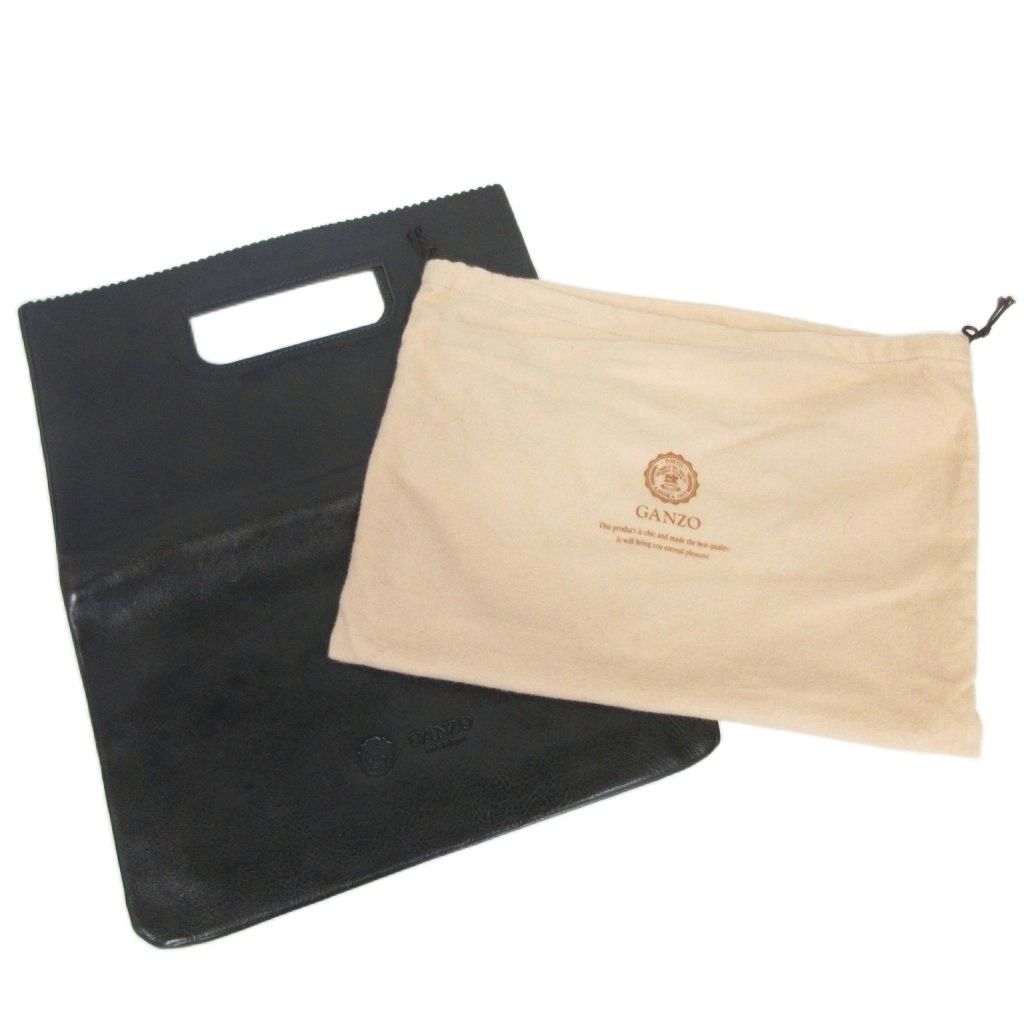 業界最安値に挑戦中！ GANZO ガンゾ SACCHETTO 2 サケット2 クラッチバッグ 2WAY トートバッグ オールレザー 黒 ブラック IBO82