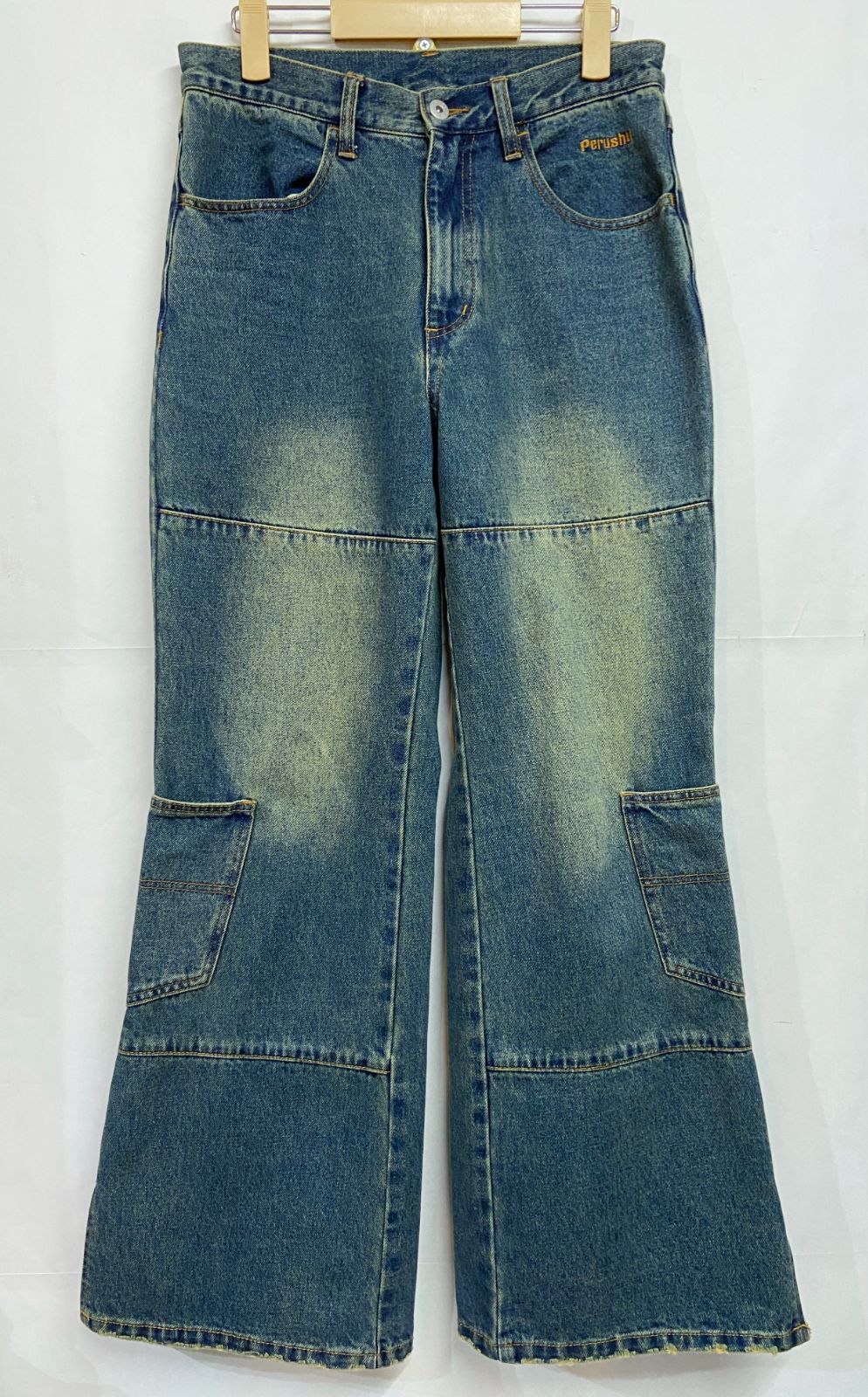 Perushu|ペルーシュ セミフレア ワイド デニムパンツ カーゴ Perushu|ペルーシュ セミフレア ワイド デニムパンツ カーゴ
