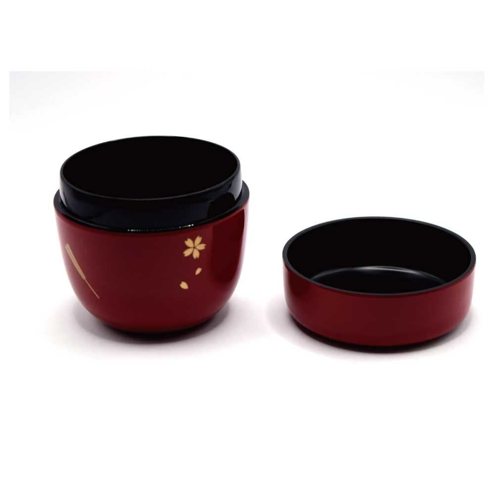 2384 茶道具　中棗 なつめ 2客　扇面 金彩 茶道具 中棗 棗 なつめ 朱 扇面流水 樹脂製 茶道 抹茶 [C.朱