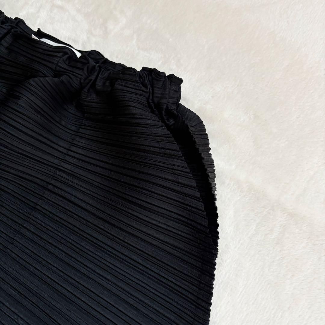 美 PLEATS PLEASE 横段 サルエルパンツ ブラック 黒