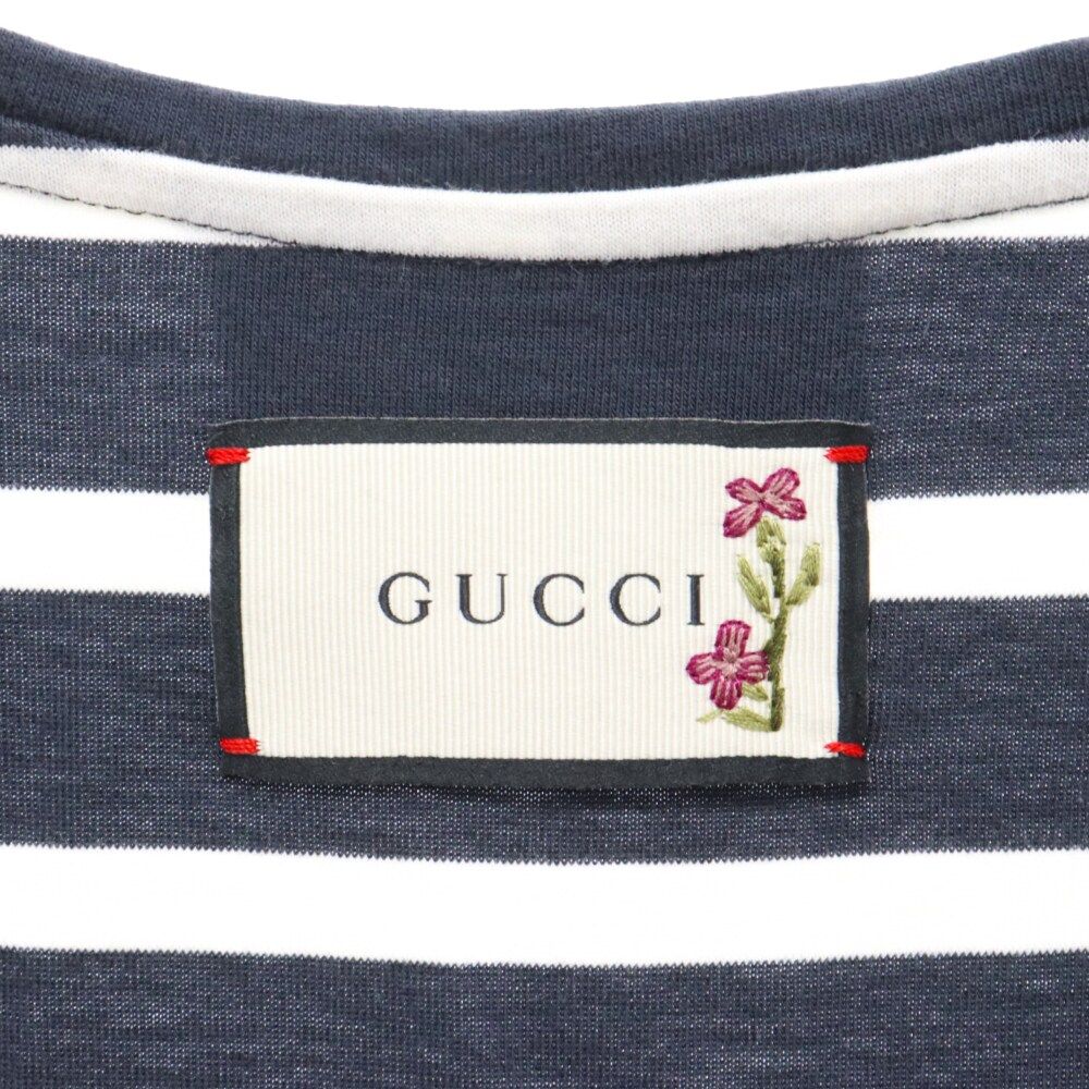 GUCCI (グッチ) 19SS Flower Embroidery Tag Border Tee